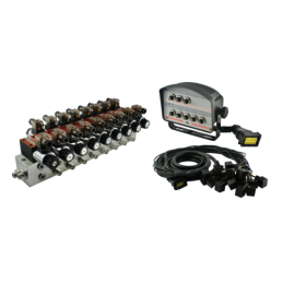 8 sekcijų hidraulinis skirstytuvo blokas, tipas CETOP 03 NG6, valdomas elektra 12 V, su valdymo pultu su aštuoniais mygtukais