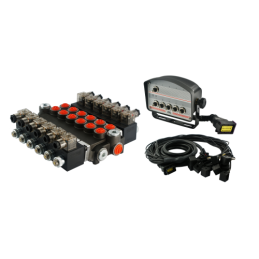 sekcijų hidraulinis skirstytuvas 40 l/min., valdomas elektra 24 V su valdymo pultu su šešiais mygtukais