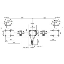 3 aliuminio krumpliaračių rinkinys L:770 skirstytuvui su apsaugine sankabos sistema ir tvirtinimo elementais