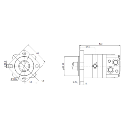 WS DANFOSS hidraulinis variklis, darbinis tūris: 100 cm3/aps., greitis: 756 aps./min., velenas 32 mm