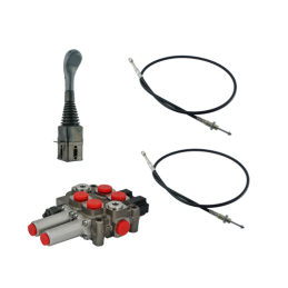 2 dalių hidraulinis komplektas: 60 l skirstytuvas + valdymo svirtis be mygtukų + du 1 m ilgio kabeliai