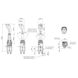 2 dalių hidraulinis komplektas: 90 l skirstytuvas + vairasvirtė su vienu mygtuku + du 3 m kabeliai