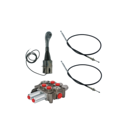 2 dalių hidraulinis komplektas: 90 l skirstytuvas + valdymo svirtis be mygtukų + du 1 m ilgio kabeliai