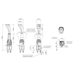 2 sekcijų hidraulinis komplektas: 120 l skirstytuvas + vieno mygtuko valdymo svirtis + du 2 m kabeliai