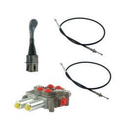 2 sekcijų hidraulinis komplektas: 120 l skirstytuvas su plūduriuojančia sekcija + valdymo svirtis be mygtukų + du 1,5 m kabeliai