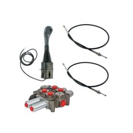 2 sekcijų hidraulinis komplektas: 90 l skirstytuvas su plūduriuojančia sekcija + valdymo svirtis su vienu mygtuku + du 2,5 m kab