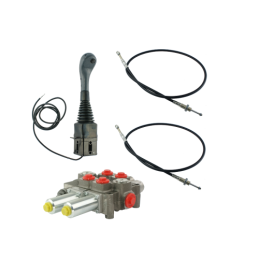 2 sekcijų hidraulinis komplektas: 120 l skirstytuvas su plūduriuojančia sekcija + valdymo svirtis su vienu mygtuku + du 1 m kabe