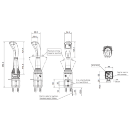 3 dalių hidraulinis komplektas: 90 l skirstytuvas + 6/2 solenoidinis vožtuvas + valdymo svirtis su vienu mygtuku + du 1 m kabeli