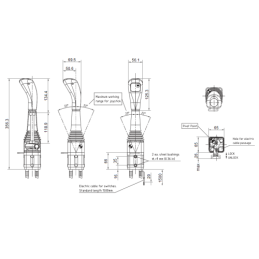 3 dalių hidraulinis komplektas: 90 l skirstytuvas + 6/2 solenoidinis vožtuvas + valdymo svirtis su vienu mygtuku + du 1,5 m kabe