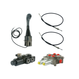 3 dalių hidraulinis komplektas: 120 l skirstytuvas + 6/2 solenoidinis vožtuvas + valdymo svirtis su vienu mygtuku + du 1 m kabel