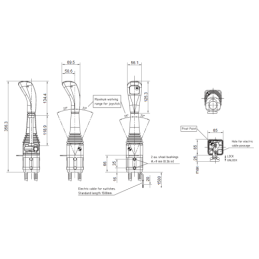 3 dalių hidraulinis komplektas: 120 l skirstytuvas + 6/2 solenoidinis vožtuvas + valdymo svirtis su vienu mygtuku + du 2,5 m kab