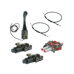 4 sekcijų hidraulinis komplektas: 90 l skirstytuvas + du 6/2 solenoidiniai vožtuvai + valdymo svirtis su dviem mygtukais + du 3 