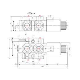 4 sekcijų hidraulinis komplektas: 120 l skirstytuvas su plūduriuojančia sekcija + du 6/2 solenoidiniai vožtuvai + valdymo svirti