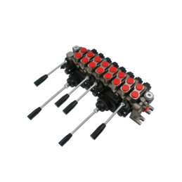 8 sekcijų hidraulinis skirstytuvas, 60 l/min., valdomas keturiomis svirtimis ir dviem valdymo svirtimis