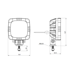 Lenkiškas darbo žibintas 15xLED 1000 LM 12W + jungtis