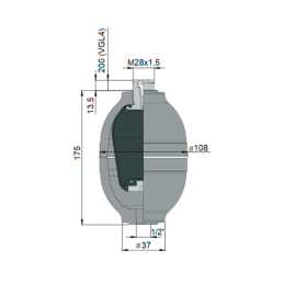 Hidropneumatinis akumuliatorius ACSL0.7, talpa: 0,7 l, maksimalus slėgis: 250 bar