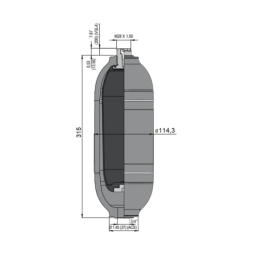 Hidropneumatinis akumuliatorius ACS 1.5, talpa: 1,5 l, maksimalus slėgis: 330 bar