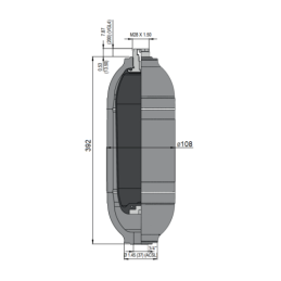 Hidropneumatinis akumuliatorius ACSL2, talpa: 2 l, maksimalus slėgis: 250 bar