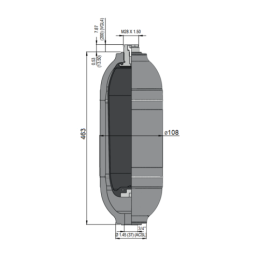 Hidropneumatinis akumuliatorius ACSL2.5, talpa: 2,5 l, maksimalus slėgis: 250 bar