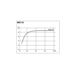 MXP63 hidraulinis stūmoklinis variklis, darbinis tūris: 63 cm3/aps., greitis: 5000 aps./min., maksimali galia: 210 kW, sukimo mo