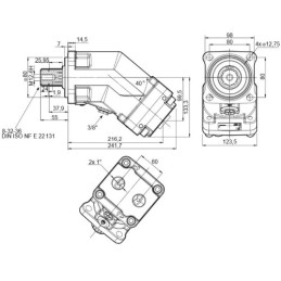 MXP108 hidraulinis stūmoklinis variklis, darbinis tūris: 108 cm3/aps., greitis: 4000 aps./min., maksimali galia: 290 kW, sukimo 