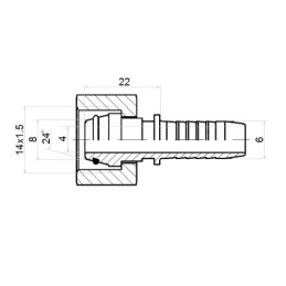 50 x Tiesi jungtis DKOL DN6 1SN 2SN M14x1.5