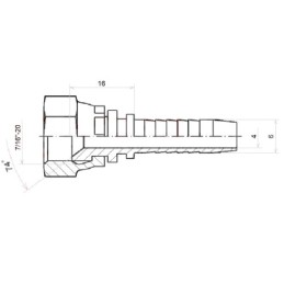25 x Tiesi jungtis DKJ DN6 1/2SN 7/16"-20 UNF