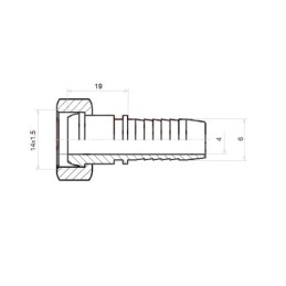 25 x Tiesi rutulinė jungtis DKM DN6 1/2SN M14x1.5