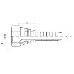 20 x Tiesi jungtis DKJ DN6 1/2SN 1/2"-20 UNF