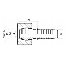 20 x Tiesi jungtis DKOL DN6 1SN 2SN M16x1.5