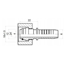 20 x Tiesi jungtis DKOL DN6 1SN 2SN M18x1.5