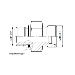 20 x Tiesus hidraulinis prijungimas: ED, BB sriegis: BSP 1/8" - M16x1.5 su NBR sandarikliu.