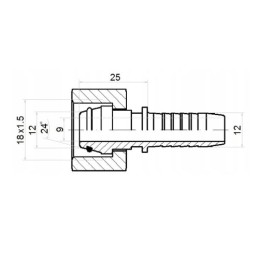20 x Tiesi jungtis DKOL DN12 (13) 1SN 2SN M18x1.5