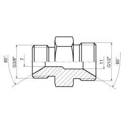 20 x Tiesios hidraulinės jungties tipas: BB sriegiai: BSP 1/2" - BSP 3/8"