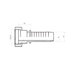 20 x Tiesi plokščia jungtis DKL-FL DN12 (13) M22x1.5