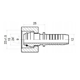 20 x Tiesi jungtis DKOL DN12 (13) 1SN 2SN M22x1.5