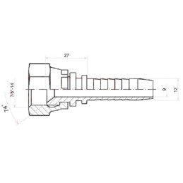 20 x Tiesi jungtis DKJ DN12 1/2SN 7/8"-14 UNF