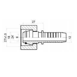 10 x Tiesi jungtis DKOL DN12 (13) 1SN 2SN M27x1.5