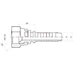 10 x Tiesi jungtis DKJ DN12 1/2SN 3/4"-16 UNF