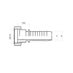 10 x Tiesi plokščia jungtis DKL-FL DN6 M12x1.5
