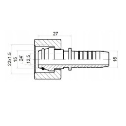 10 x Tiesi jungtis DKOL DN16 1SN 2SN M22x1.5