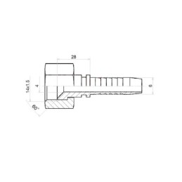 10 x Tiesi jungtis DK-KOMATSU DN6 1/2SN M14x1.5