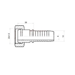 10 x Tiesi sferinė jungtis DKM DN12 1/2SN M22x1.5