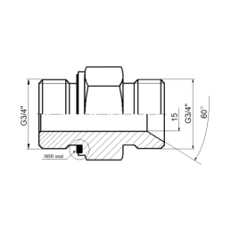 10 x Tiesus hidraulinis prijungimas: ED, BB sriegiai: BSP 3/4" - G3/4" su NBR sandarikliu.