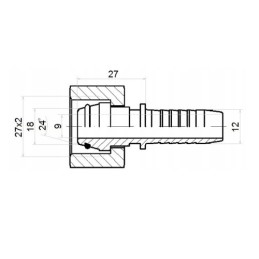 10 x Tiesi jungtis DKOL DN12 (13) 1SN 2SN M27x2