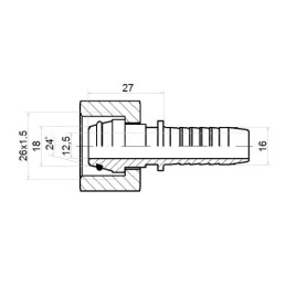10 x Tiesi jungtis DKOL DN16 1SN 2SN M26x1.5