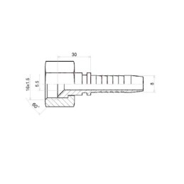 10 x Tiesi jungtis DK-KOMATSU DN8 1/2SN M16x1.5