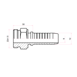 10 x Tiesi plokščia jungtis AGM-FL DN12 M22x1.5
