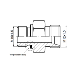 10 x Tiesus hidraulinis prijungimas: ED BB sriegiai: M16x1.5-M12x1.5 su NBR sandarikliu