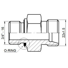 10 x Tiesus hidraulinis prijungimo tipas: ED PBB sriegis: UNF 3/4" - 16 - M22x1.5 su NBR sandarikliu